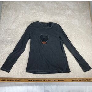 Harley-Davidson Womens Gray Long Sleeve Eagle Graphic Studded T-Shirt Size L